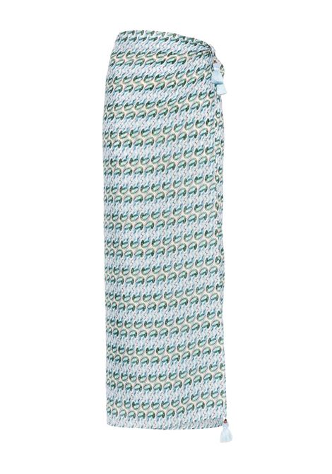 Pareo con stampa in seta azzurro Tory Burch - donna